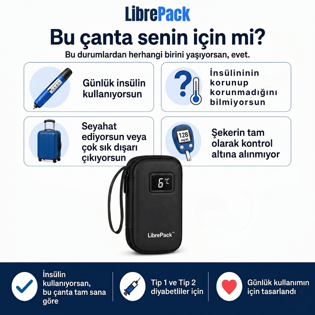 LibrePack™ Dijital Ekranlı Termal İnsülin Çantası